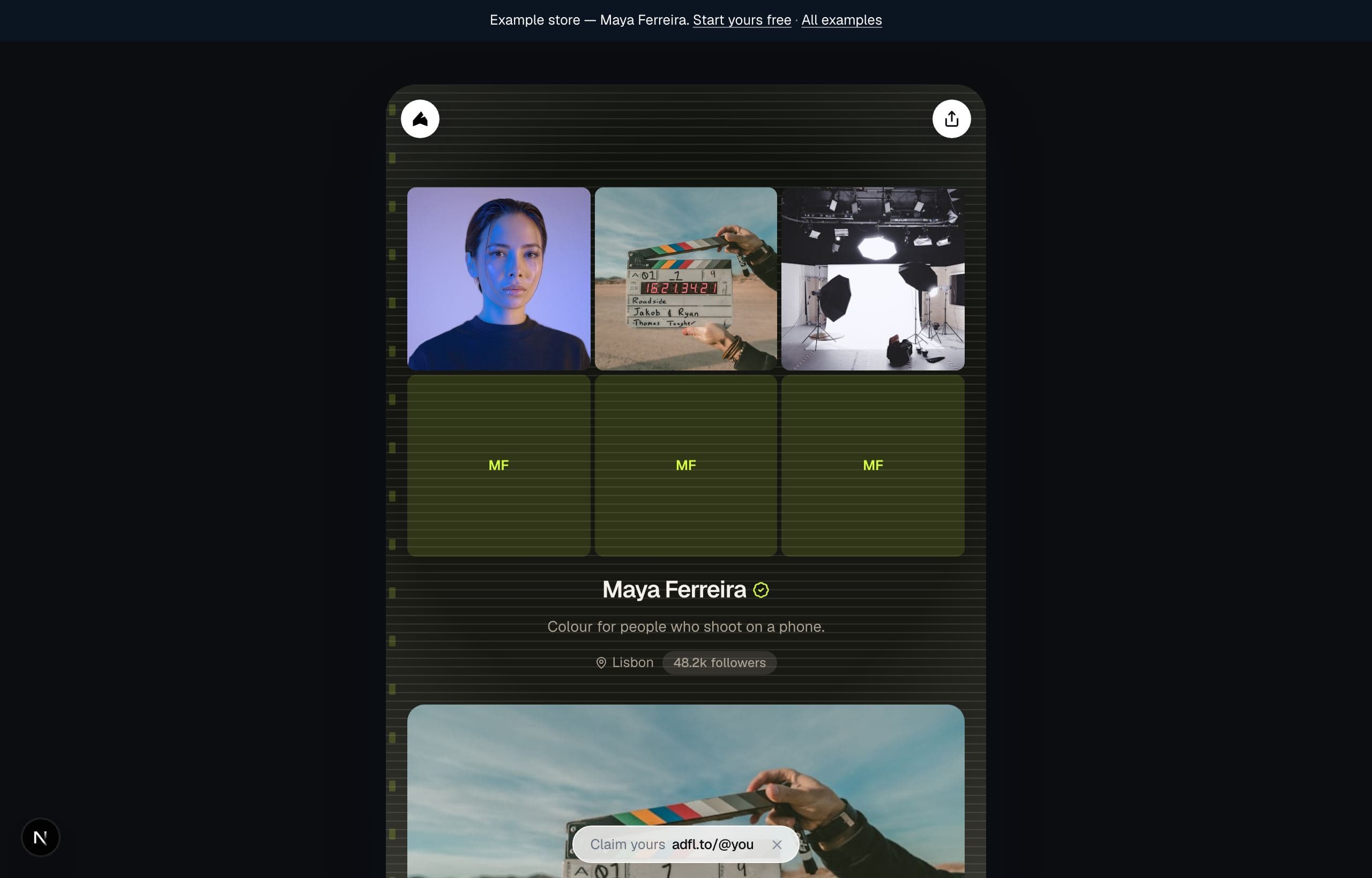 An example Adfluence store