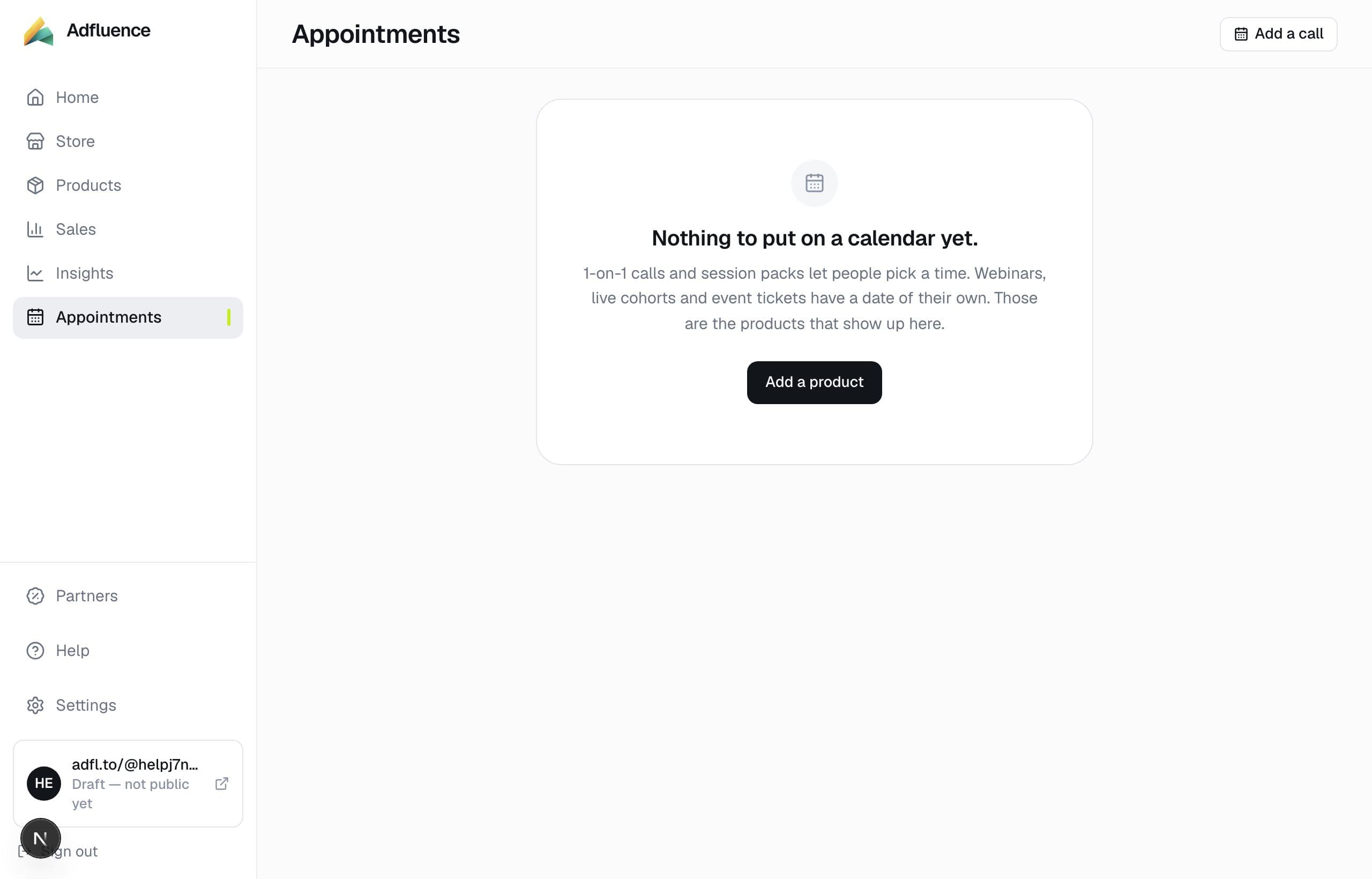 Appointments — booked calls and dated products