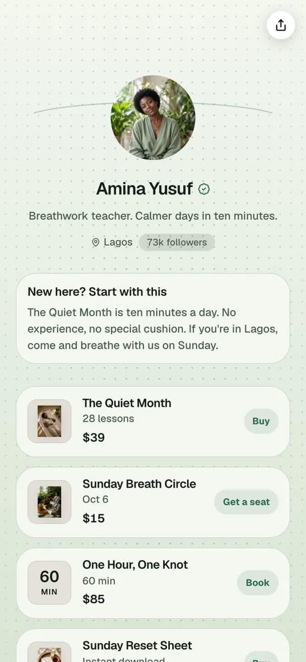 Amina Yusuf's store on Adfluence