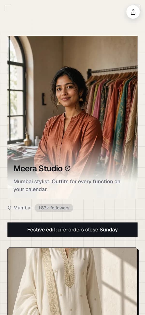 Meera Studio's store on Adfluence