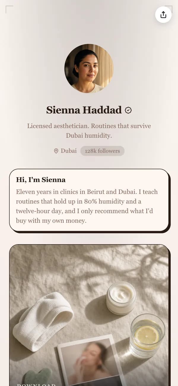 Sienna Haddad's store on Adfluence