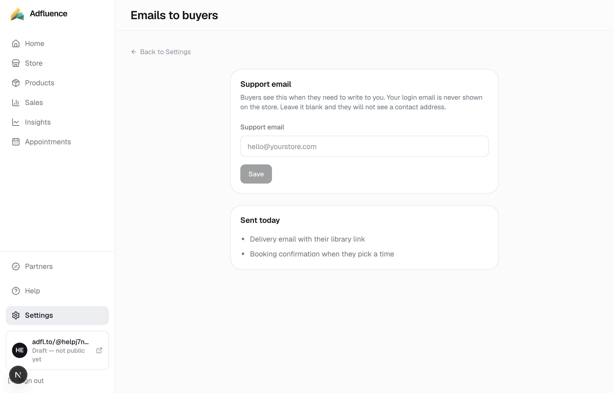 Buyer emails and your support address